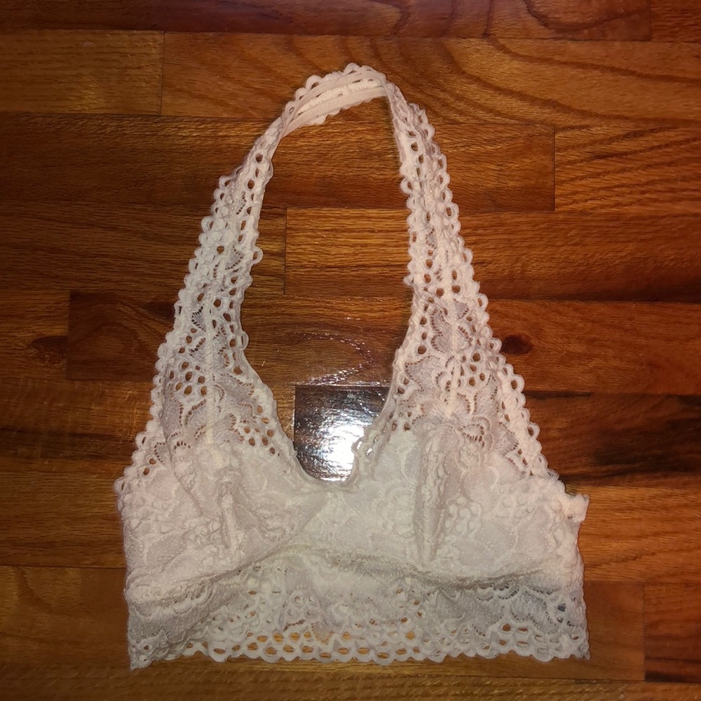 Aerie halter bralette white lace xsmall